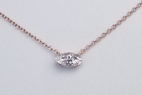 1 ct Marquise Solitaire Necklace, Rose Gold Vermeil