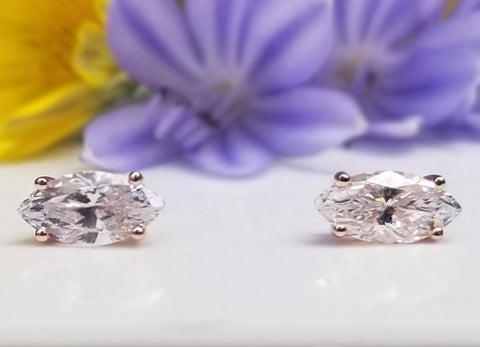 1 ct Marquise Cut Stud Earrings, Rose Gold Vermeil