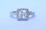 1.10 ct Princess Cut Halo Ring with Side Stones