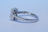 1.10 ct Princess Cut Halo Ring with Side Stones