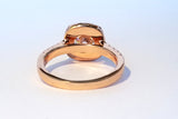 1.61 ct Square Halo Ring with Side Stones, Rose Gold Vermeil