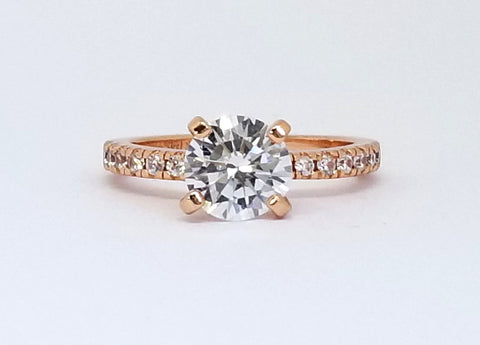 1 ct Round Accented Solitaire Engagement Ring, Rose Gold Vermeil